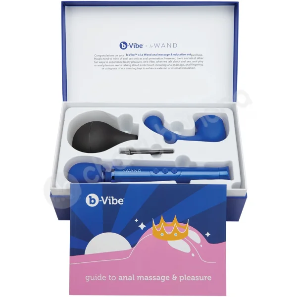 B-Vibe Blue Anal Plug & Le Wand Massager Education 10 Piece Set