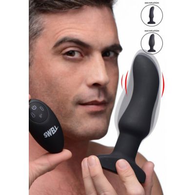 10X Inflatable Vibrating Curved Silicone Anal Plug Black Best Butt Plug