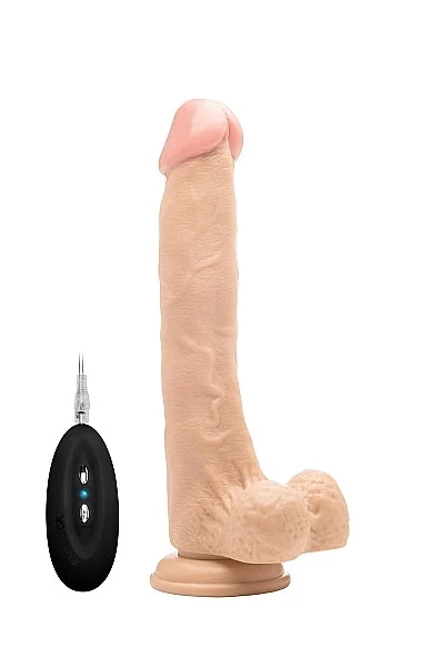 Vibrating Realistic Cock - 10" - With Scrotum - Skin