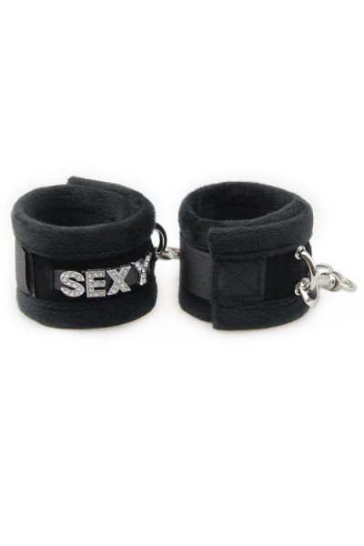 Love In Leather Sparkling SEXY Furry Handcuffs