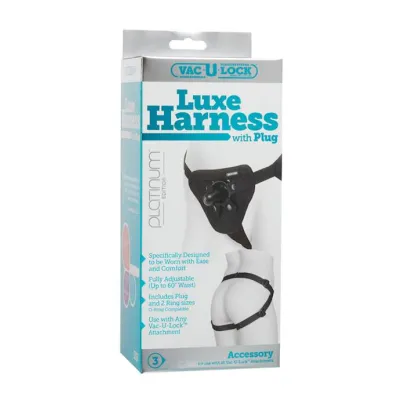 Vac u lock Platinum Luxe Harness With Plug Black 3 25 Inches