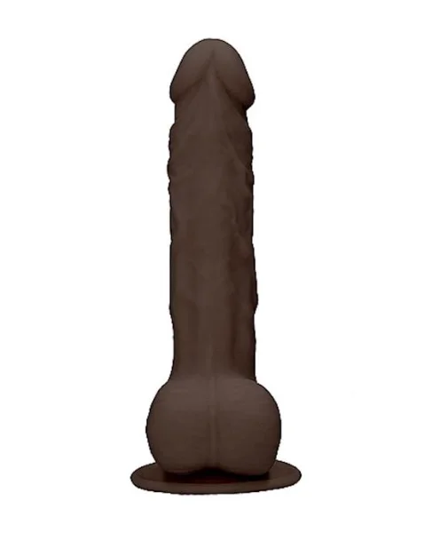 Silicone Dildo With Balls - Brown - 9.4 Inch
