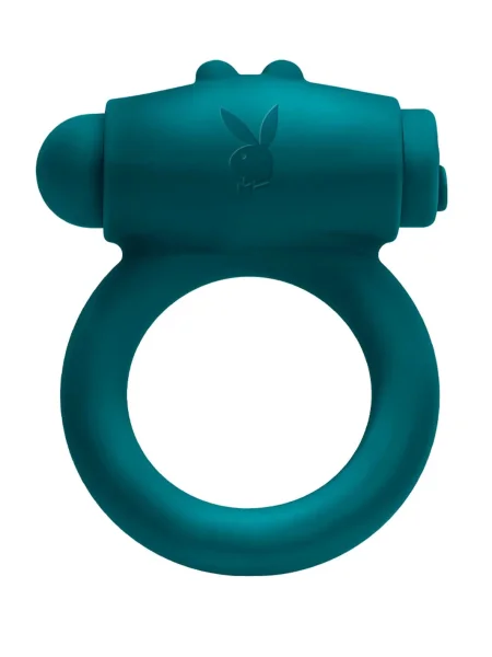 Playboy Pleasure Bunny Buzzer Rechargeable Silicone Vibrating Cock Ring - Evergreen