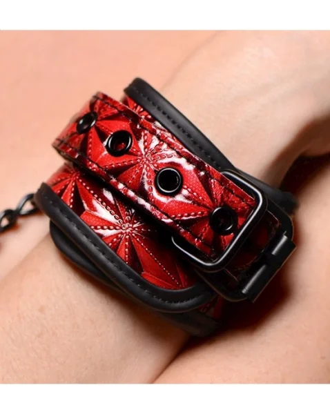 Crimson Tied Embossed Wrist Cuffs