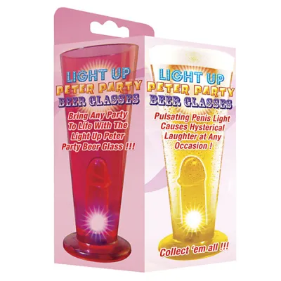 Party Pecker Light Up Beer Glass Red