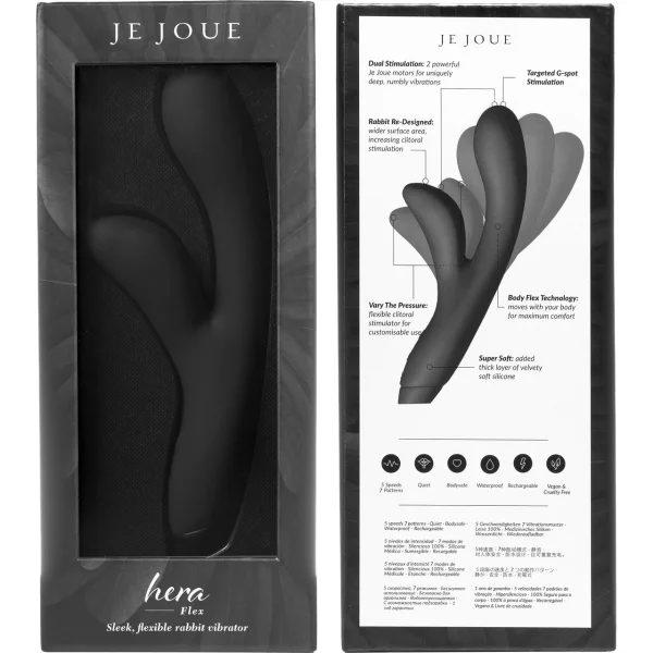 Je Joue Hera Flex Waterproof Rechargeable Silicone Dual Stimulation Rabbit Vibrator -  Black