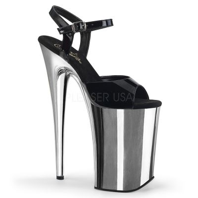 9 inches Heel 5 1 4 inches Chrome PF Ankle Strap Sandal