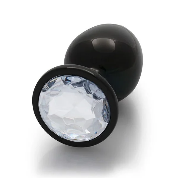Ouch Clear Gem Metal Black Plug Large