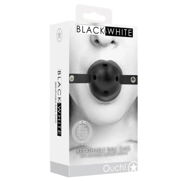 Ouch! Breathable Ball Gag with Bonded Leather Straps