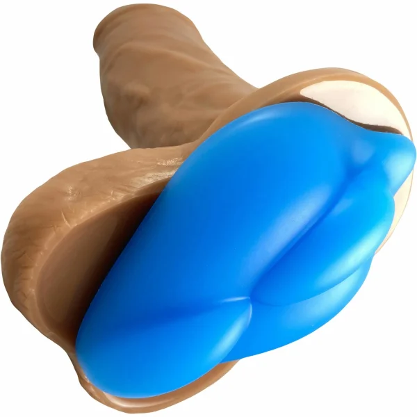 b.cush Soft Silicone Dildo Base for Harness Play - Sea Blue
