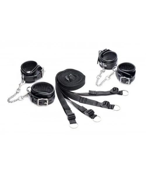Mistress Isabella Leather Bed Restraint Kit Black