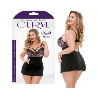 Curve Josephine Cutout Molded Leopard Print Chemise G string Rose Leopard 1x 2x