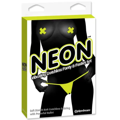 Pipe Dreams Neon Vibr Crotchless Panties Pastie Grn