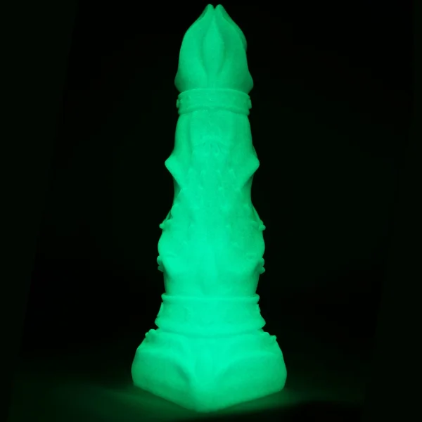 The Selene Goddess of the Moon 7.5" Silicone Fantasy Dildo By Uberrime - Glow-In-The-Dark Blue