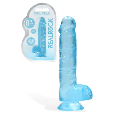 RealRock Crystal Clear 6 7 Realistic Dildo with Balls Suction Cup Base
