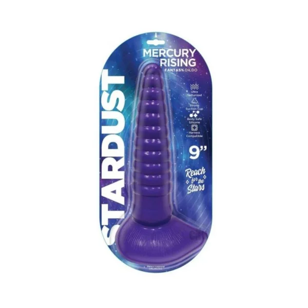 Extreme Dildos: Stardust Mercury Rising Textured 9 In. Silicone Fantasy Dildo Purple