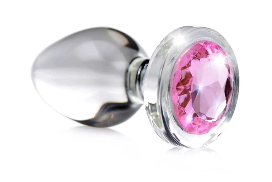 Anal Plug - Pink Gem Glass Anal Plug - Medium