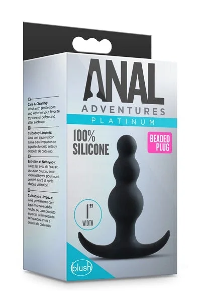 Blush Anal Adventures Platinum Black Beaded Plug