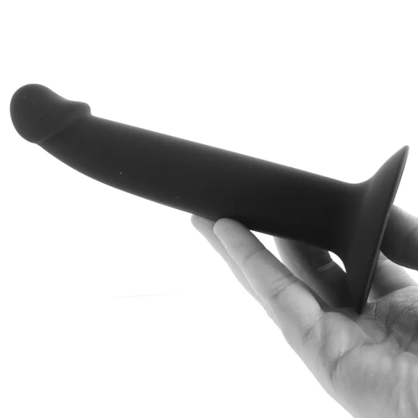 Silicone Slim Anal Stud Suction Cup Dildo By CalExotics - Black