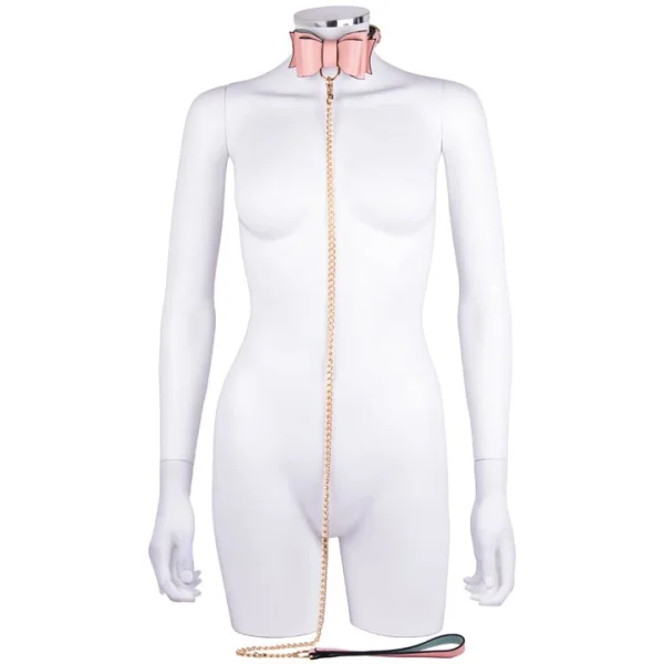 Bondara Luxe Bow To Me Pink PU Collar and Leash