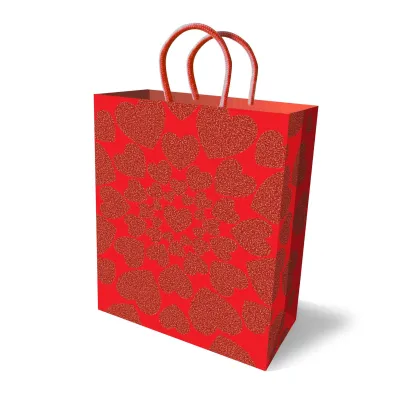 Glitter Heart Gift Bag Red
