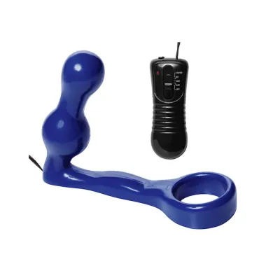 The Spire Quattro Vibrating Cock Ring With Anal Plug Blue