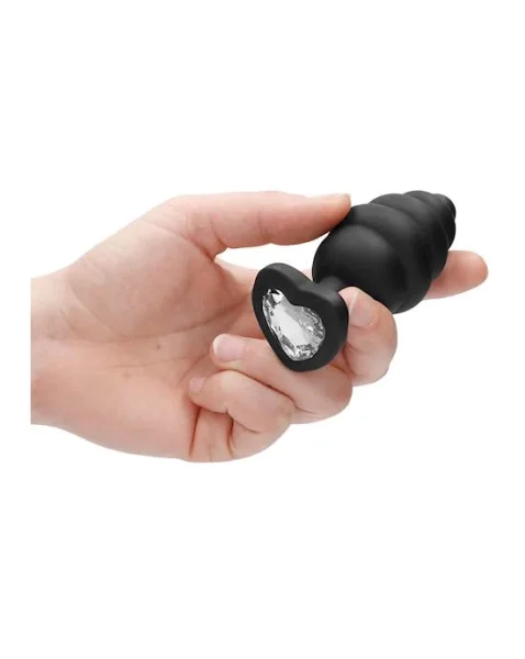 Extra Large Ribbed Diamond Heart Plug