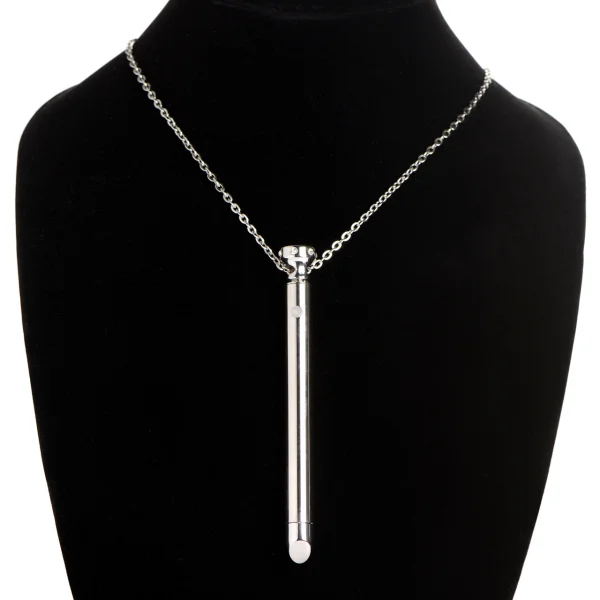 Charmed 7X Rechargeable Stainless Steel Vibrating Necklace - Silver