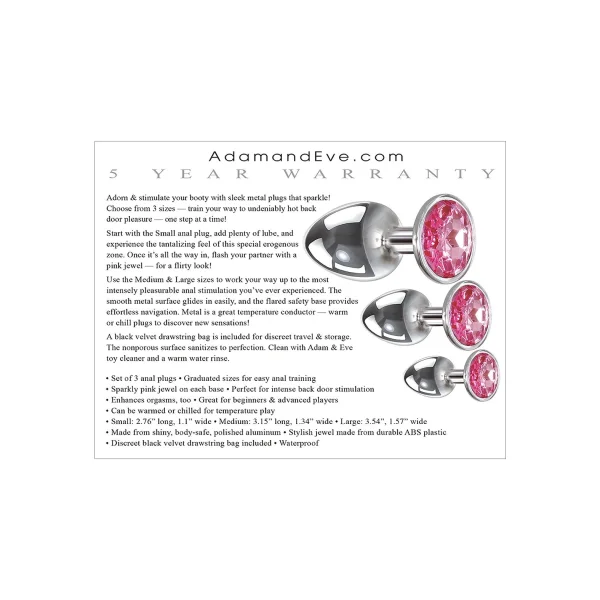 Adam & Eve Pink Heart Gem Anal Plug Set