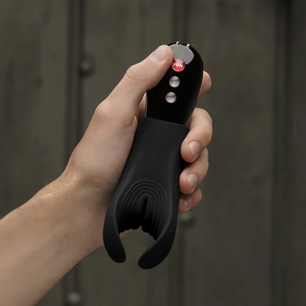 Fun Factory MANTA Vibrating Penis Stroker & Couples Penis Toy - Black Line