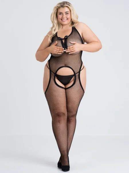 Lovehoney Plus Size Black Open-Back Fishnet Crotchless Bodystocking