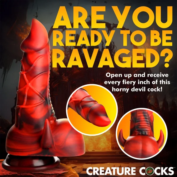 Horny Devil Demon 7" Silicone Suction Cup Dildo With Balls By Creature Cocks