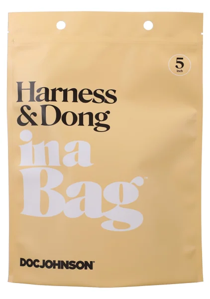 In A Bag Vegan Leather Harness & 5.25" Dong By Doc Johnson
