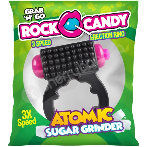 Rock Candy Atomic Sugar Grinder 3 Speed Vibrating Black Cock Ring