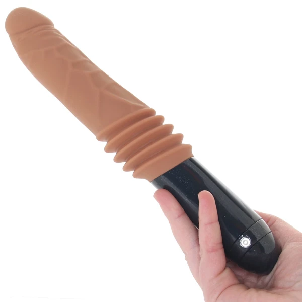 Dr. Skin Dr. Arthur 5" Thrusting, Gyrating & Vibrating Silicone Dildo With Handle By Blush - Caramel