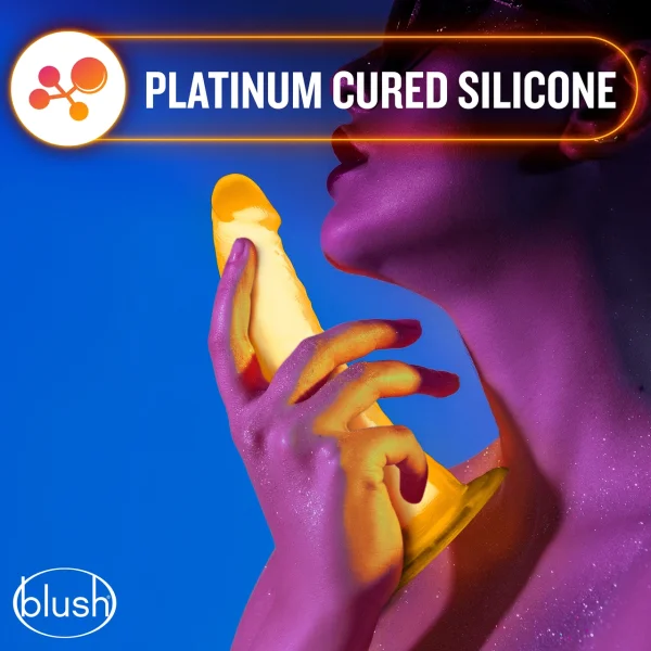 Neo Elite Glow In The Dark 7.5" Dual Density Realistic Silicone Dildo by Blush - Neon Orange