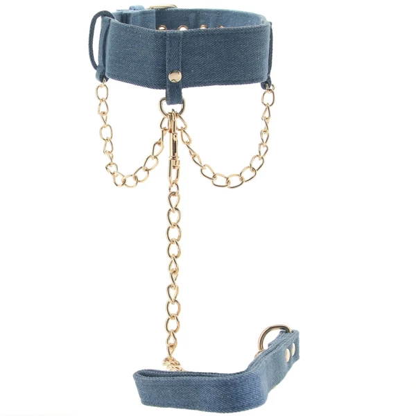 Ride 'em Premium Denim Collection Collar with Leash