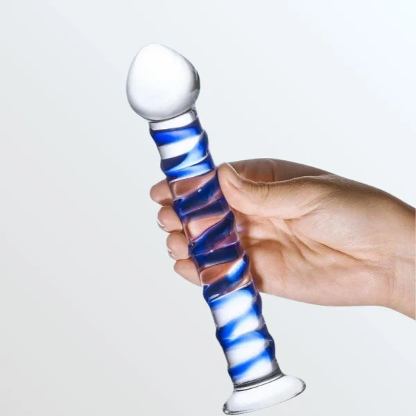 Glas Blue Spiral Glass Dildo