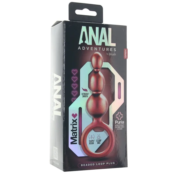 Anal Adventures Matrix Beaded Loop Silicone Butt Plug By Blush - Copper