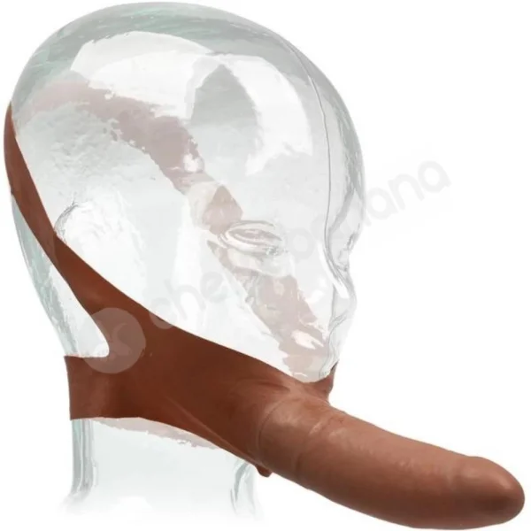 The Original Accommodator Brown Latex Oral Penetration Wearable Dong