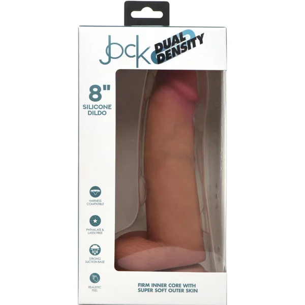 Jock Dual Density 8.5" Realistic Silicone Suction Cup Dildo With Balls - Vanilla