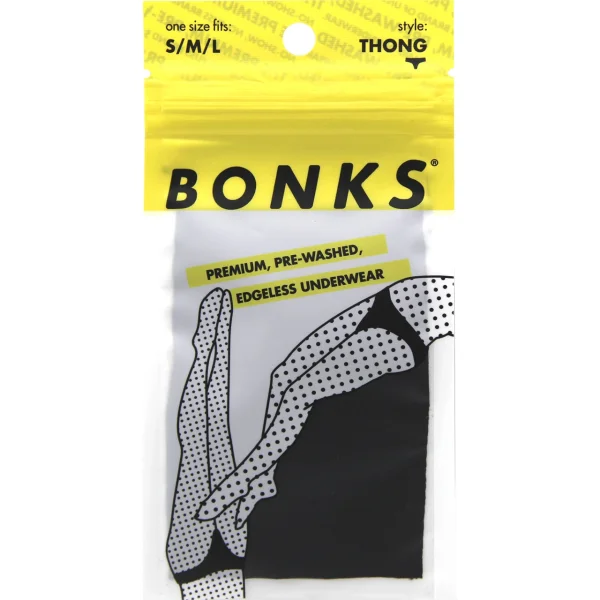Bonks Individually Packaged Black Magic Seamless Thong - One Size