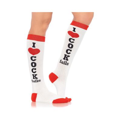 Cocktails Acrylic Knee Socks O S White Red