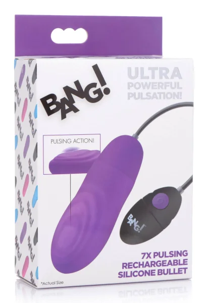 7x Pulsing Rechargeable Silicone Bullet- Purple