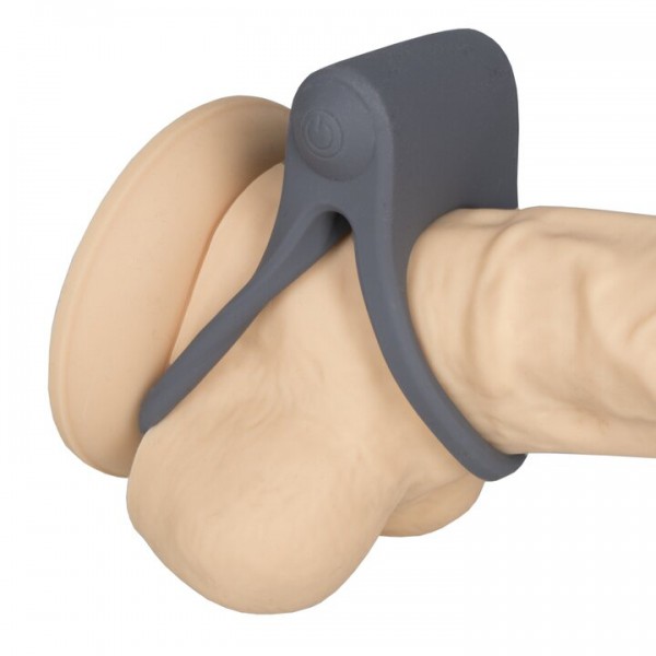 Bondara Grey Silicone Vibrating Cock and Ball Ring