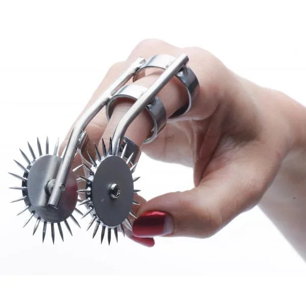 Spikes Double Finger Pinwheel Metal Silver
