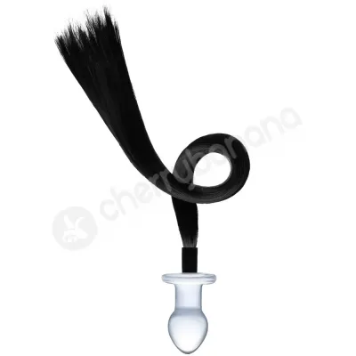 Glas 2 5 Black Horse Tail Clear Glass Butt Plug
