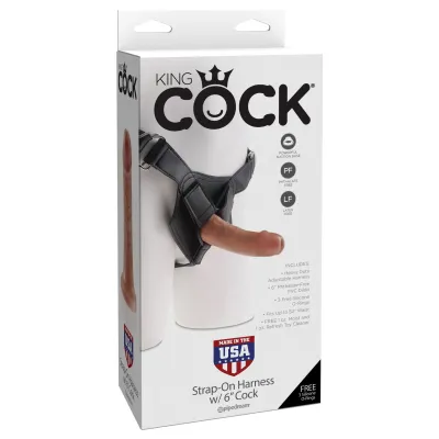 King Cock Strap on Harness With 6 Inch Cock Tan