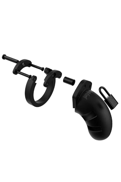 Shots Toys Black Silicone Cock Cage with Metal Lock
