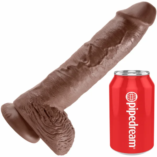 King Cock 10" Suction Cup Cock With Balls - Chocolate
